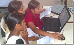 Young girls on video training